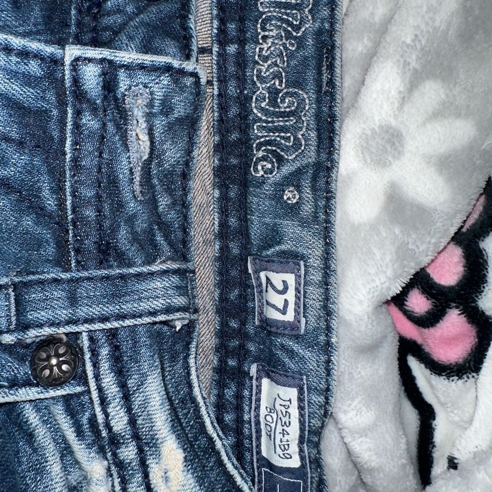 Miss Me Women's Blue Jeans with Peace Sign Embellishment - Picture 5 of 5